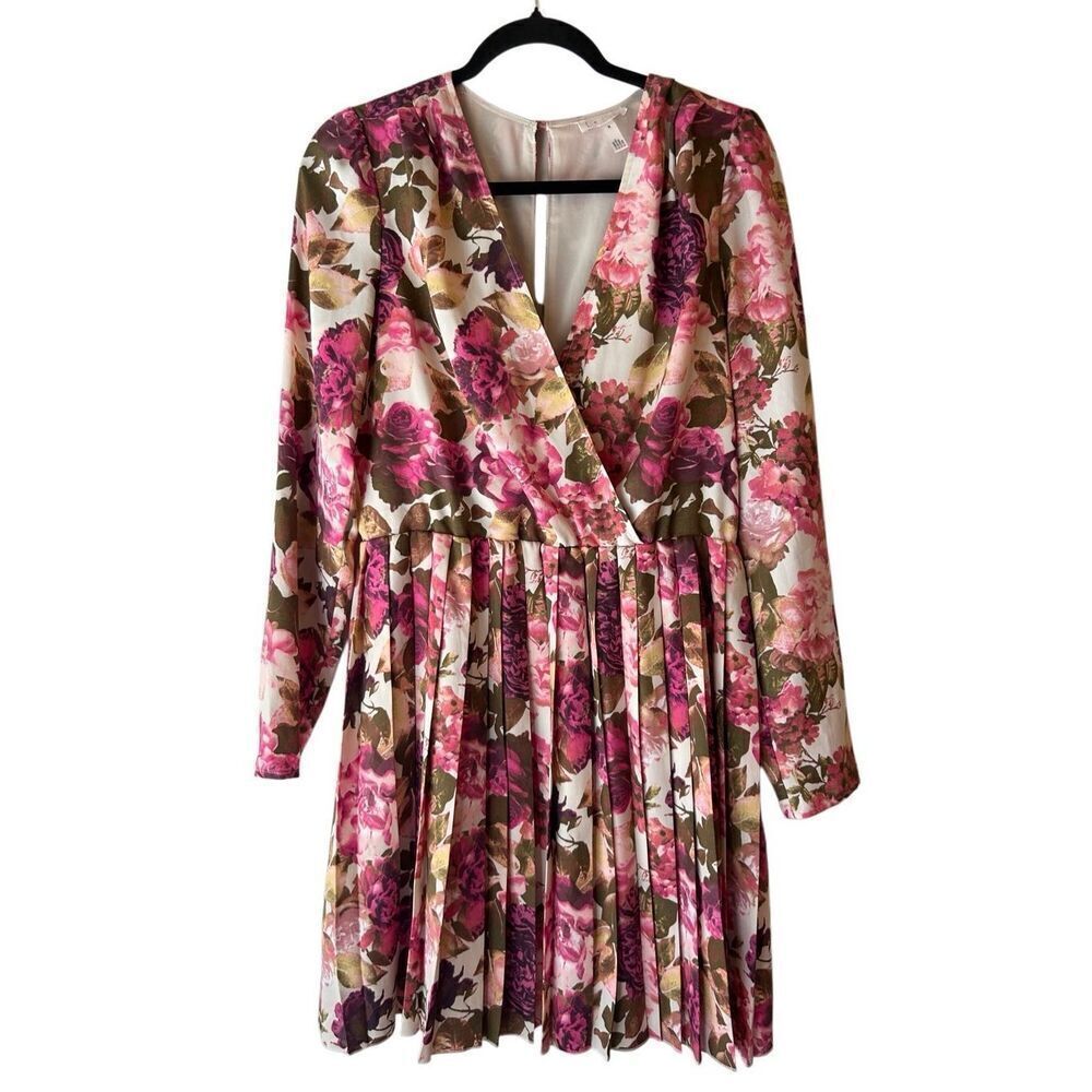 Leith pleated skirt floral dress size M Spring Easter Colorful